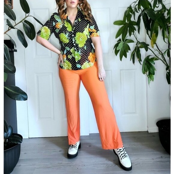 frank LYMAN VINTAGE NEON ORANGE PANT LEGGING - Picture 3 of 9